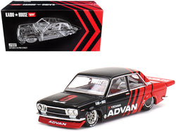 Datsun 510 Pro Street "ADVAN" Black and Red (Designed by Jun Imai) "Kaido House" Special 1/64 Diecast Model Car by True Scale Miniatures