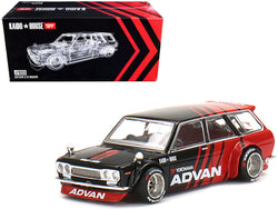 Datsun 510 Wagon "ADVAN" Black and Red (Designed by Jun Imai) "Kaido House" Special 1/64 Diecast Model Car by True Scale Miniatures
