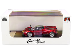 Pagani Huayra Roadster Red Metallic with Carbon Top and Carbon Accents 1/64 Diecast Model Car by LCD Models