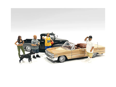 "Lowriderz" and a Dog (5 Piece Figure Set) for 1/18 Scale Models by American Diorama
