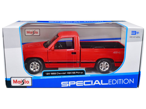 1993 Chevrolet 454 SS Pickup Truck Red 1/24 Diecast Model by Maisto
