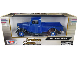 1937 Ford Pickup Truck Blue Metallic and Black "American Classics" 1/24 Diecast Model by Motormax