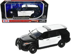 2022 Ford Police Interceptor Utility Unmarked Black and White 1/24 Diecast Model by Motormax