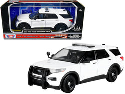 2022 Ford Police Interceptor Utility Unmarked White 1/24 Diecast Model by Motormax