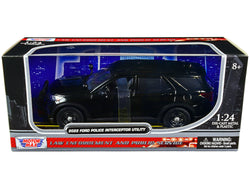 2022 Ford Police Interceptor Utility Unmarked Slick-Top Black 1/24 Diecast Model by Motormax