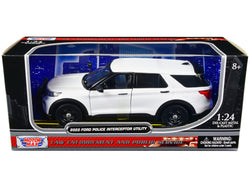 2022 Ford Police Interceptor Utility Unmarked Slick-Top White 1/24 Diecast Model by Motormax