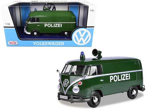 Volkswagen Type 2 (T1) Police Van "Polizei" Dark Green 1/24 Diecast Model by Motormax