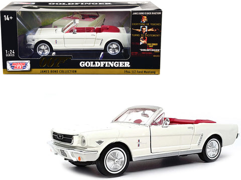 1964 1/2 Ford Mustang Convertible White with Red Interior James Bond 007 "Goldfinger" (1964) Movie "James Bond Collection" Series 1/24 Diecast Model Car by Motormax