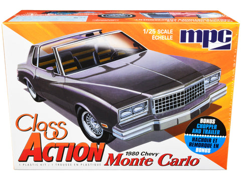 1980 Chevrolet Monte Carlo "Class Action" with Motorcycle and Trailer Plastic Model Kit (Skill Level 2) 1/25 Scale Model Car by MPC