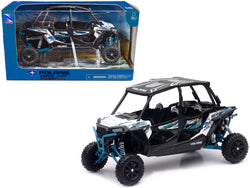Polaris RZR XP 4 Turbo EPS Sport UTV Matte White Lightning with Graphics and Black Top 1/18 Diecast Model by New Ray