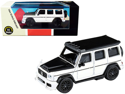 Mercedes AMG G63 Liberty Walk Wagon White with Black Hood and Top 1/64 Diecast Model Car by Paragon