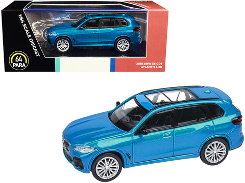 2018 BMW X5 G05 with Sunroof Atlantis Blue Metallic 1/64 Diecast Model Car by Paragon Models