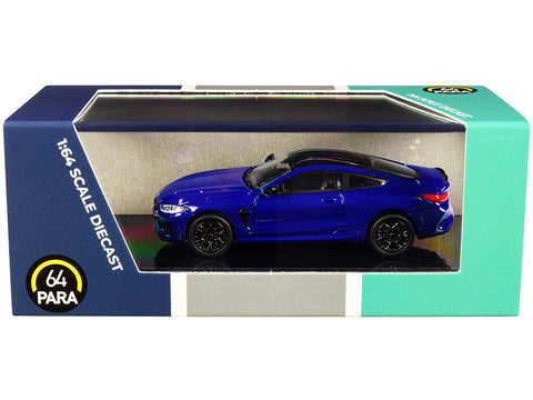 BMW M8 Coupe Marina Bay Blue Metallic with Black Top 1/64 Diecast Model Car by Paragon