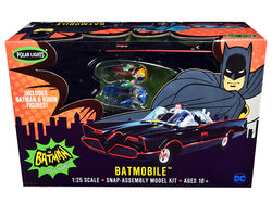1966 Batmobile with Batman and Robin Figures "Batman" (1966-1968) Classic TV Series Plastic Snap Model Kit (Skill Level 2) 1/25 Scale Model by Polar Lights