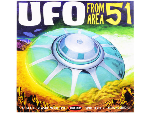 UFO from Area 51 with 2 Aliens and 1 Guard Figure Plastic Model Kit (Skill Level 2) 1/48 Scale Model by Polar Lights