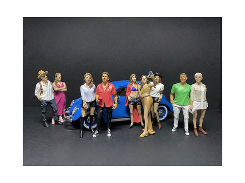 "Partygoers" (9 Piece Figure Set) for 1/18 Scale Diecast Models by American Diorama