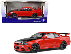 1999 Nissan Skyline GT-R (R34) RHD (Right Hand Drive) Active Red with Black Hood 1/18 Diecast Model Car by Solido