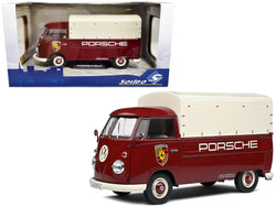 1950 Volkswagen T1 Pickup Truck with Camper Shell Dark Red "Porsche Service" 1/18 Diecast Model by Solido