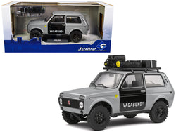 1980 Lada Niva Gray with Black Doors "Vagabund M" with Roof Rack and Accessories 1/18 Diecast Model Car by Solido