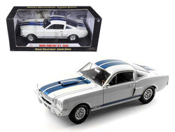 1966 Ford Shelby Mustang GT 350 White with Blue Stripes 1/18 Diecast Model Car by Shelby Collectibles