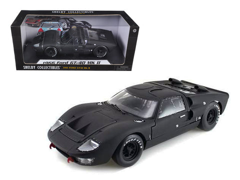 1966 Ford GT-40 GT40 MK 2 Matte Black 1/18 Diecast Model Car by Shelby Collectibles