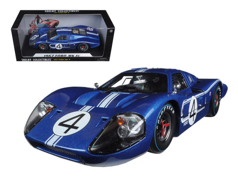 1967 Ford GT MK IV #4 Blue LeMans 24 Hours L.Ruby / D.Hulme 1/18 Diecast Model Car by Shelby Collectibles