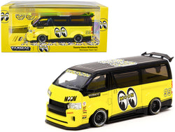 Toyota Hiace Widebody Van RHD (Right Hand Drive) #99 "Mooneyes Team Van" Yellow and Black with Graphics "Hobby43" 1/43 Diecast Model by Tarmac Works