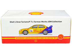 1999 Mitsubishi Lancer Evolution VI GSR T.M. Edition RHD (Right Hand Drive) Yellow and Blue "Shell x Gran Turismo 7" Special Edition 1/64 Diecast Model Car by Tarmac Works