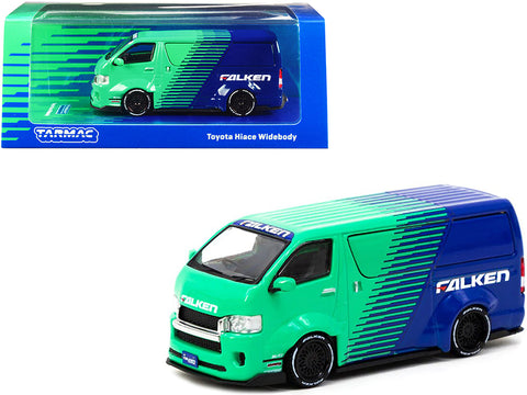 Toyota Hiace Widebody Van RHD (Right Hand Drive) "Falken Tires" Green and Blue 1/64 Diecast Model by Tarmac Works