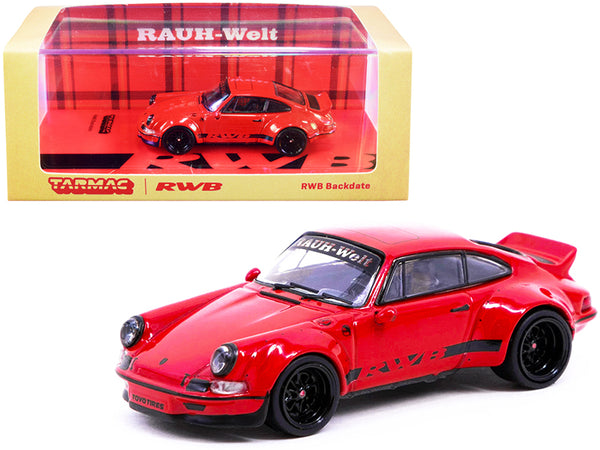 Porsche RWB Backdate Red with Black Stripes 1/64 Diecast Model Car by Tarmac Works