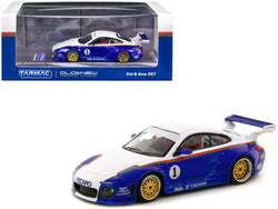 997 Old & New Body Kit #1 Blue Metallic and White with Stripes "Recaro" "Hobby64" Series 1/64 Diecast Model Car by Tarmac Works