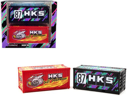 "HKS" Shipping Container Display Cases (2 Piece Set) "Collab64" Series for 1/64 Model Cars by Tarmac Works