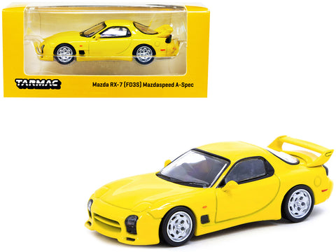 Mazda RX-7 (FD3S) Mazdaspeed A-Spec RHD (Right Hand Drive) Competition Yellow Mica "Global64" Series 1/64 Diecast Model Car by Tarmac Works