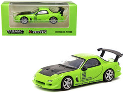 Vertex (Mazda) RX-7 FD3S RHD (Right Hand Drive) Light Green with Matte Black Hood and Graphics "Global64" Series 1/64 Diecast Model Car by Tarmac Works