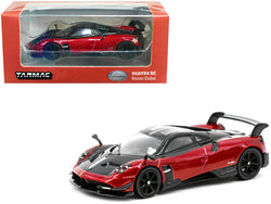 Pagani Huayra BC Rosso Dubai Red Metallic and Black with Silver Stripes "Global64" Series 1/64 Diecast Model Car by Tarmac Works