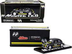 Volkswagen Beetle "Mooneyes" Black with Yellow Stripes with Container Case "Collaboration Model" 1/64 Diecast Model Car by Schuco & Tarmac Works