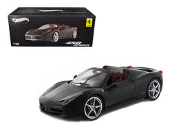 Ferrari 458 Italia Spider Matte Black Elite Edition 1/18 Diecast Model Car by Hotwheels