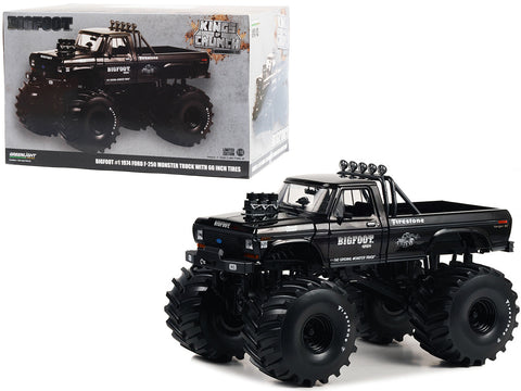 1974 Ford F-250 Monster Truck with 66-Inch Tires Black Bandit Edition "Bigfoot #1" "Kings of Crunch" Series 1/18 Diecast Model by Greenlight
