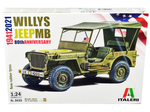 Willys Jeep MB 80th Anniversary (1941-2021) Plastic Model Kit (Skill level 3) 1/24 Scale Model by Italeri