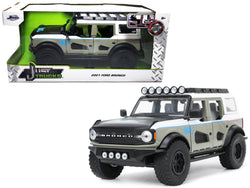 2021 Ford Bronco Gray and White with Matte Black Hood with Roof Rack "M2 Motoring" "Just Trucks" Series 1/24 Diecast Model by Jada
