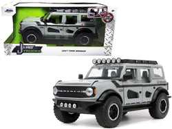 2021 Ford Bronco Gray with Black Stripes with Roof Rack "Own the Night" "Just Trucks" Series 1/24 Diecast Model by Jada