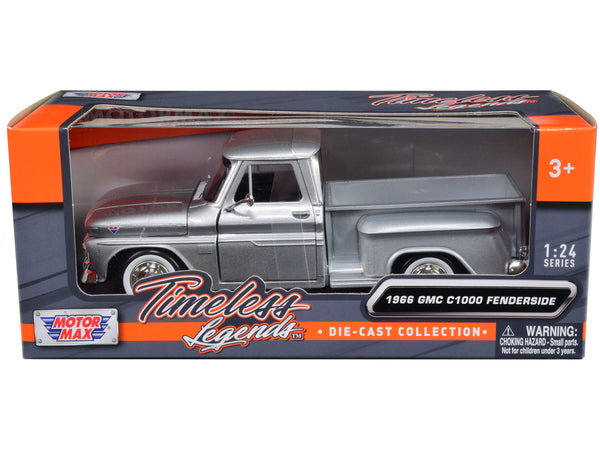 1966 GMC C1000 Fenderside Pickup Truck Silver Metallic "Timeless Legends" Series 1/24 Diecast Model by Motormax