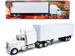 Peterbilt 379 Truck with Dry Goods Trailer White "Long Haul Trucker" Series 1/32 Diecast Model by New Ray