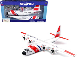 Lockheed C-130 Hercules Transport Aircraft White and Red "United States Coast Guard" Snap Together Plastic Model Kit by New Ray