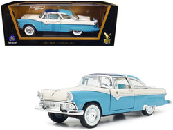 1955 Ford Crown Victoria Light Blue and White 1/18 Diecast Model Car by Road Signature