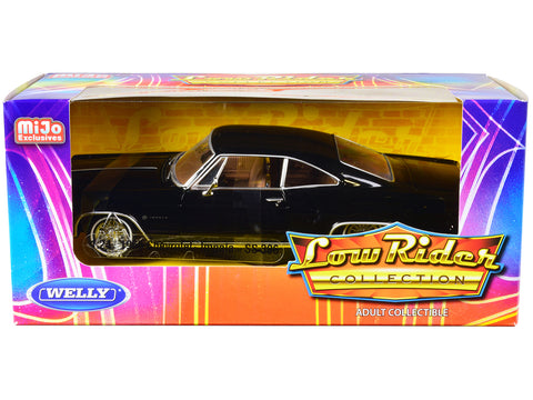 1965 Chevrolet Impala SS 396 Lowrider Black with Brown Interior "Low Rider Collection" 1/24 Diecast Model Car by Welly